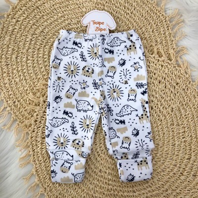 Kit 3 calças- Losango Marinho, Bege e Zoológico 